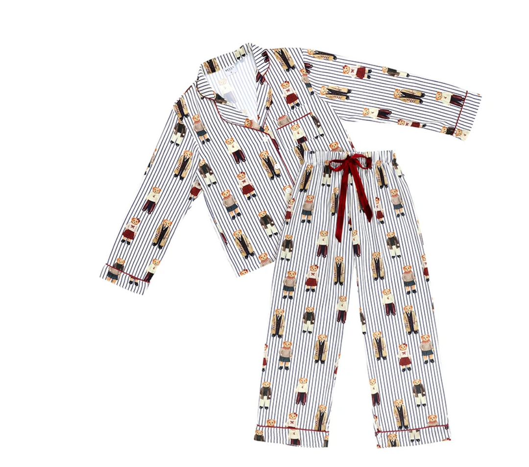 Bella Full Length Bears with Navy Stripe PJ Set T6015