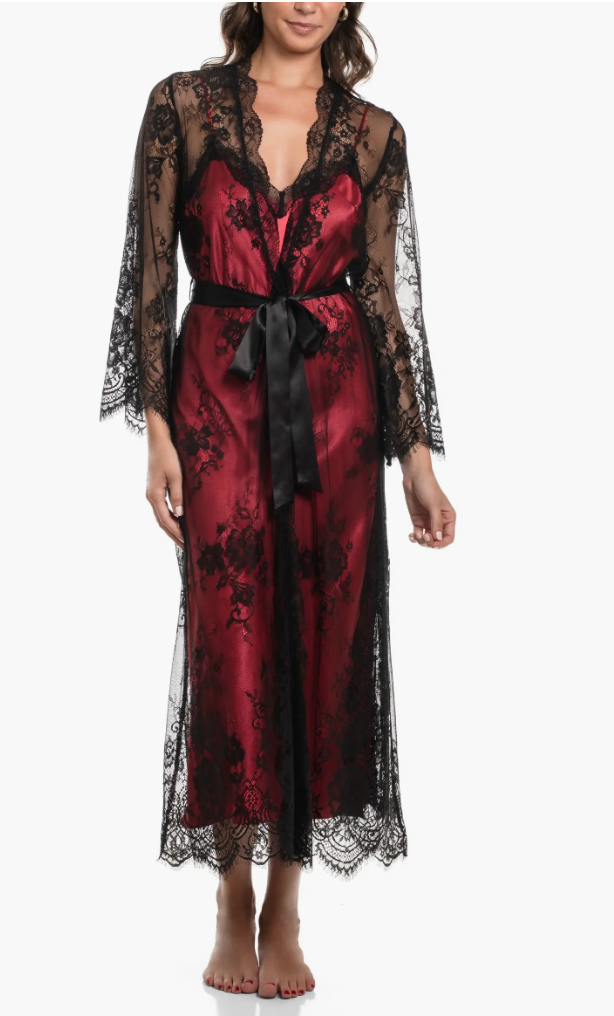 Jonquil Britta Black Lace Robe in Black BTU020