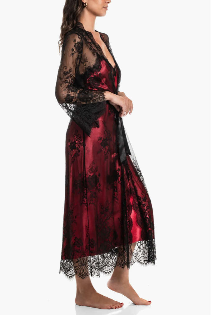Jonquil Britta Black Lace Robe in Black BTU020