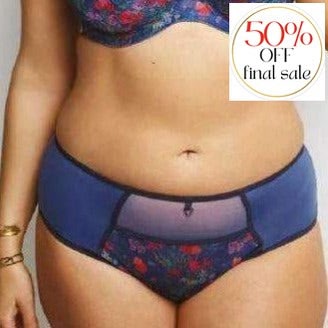 Sculptresse Dionne Midi Brief 9692-Panties-Sculptresse-Denim Floral-Large-Anna Bella Fine Lingerie, Reveal Your Most Gorgeous Self!