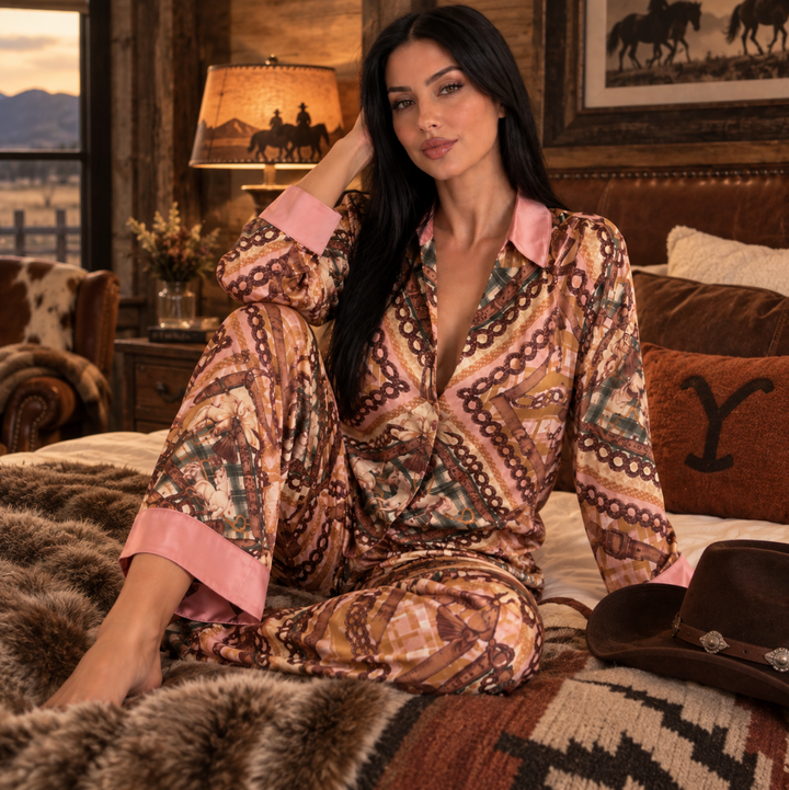 Show Me Your Mumu Saddle Club PJ Set-Sleepwear-Show Me Your Mumu-Saddle Club-XSmall-Anna Bella Fine Lingerie, Reveal Your Most Gorgeous Self!