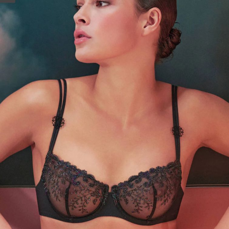 Simone Perel Delice Half Cup Bra in Noir Gem 12X330-Bras-Simone Perele-Noir Gem-32-B-Anna Bella Fine Lingerie, Reveal Your Most Gorgeous Self!
