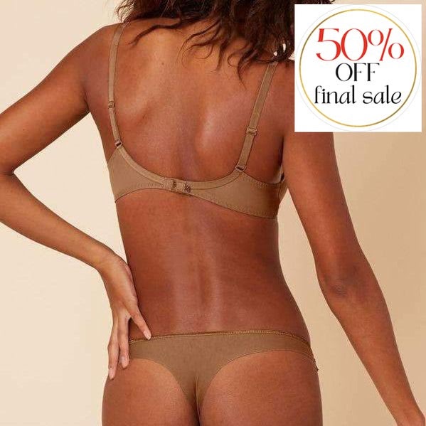 Simone Perele Andora Cotton Thong 131705-Panties-Simone Perele-Amaretto-XSmall-Anna Bella Fine Lingerie, Reveal Your Most Gorgeous Self!