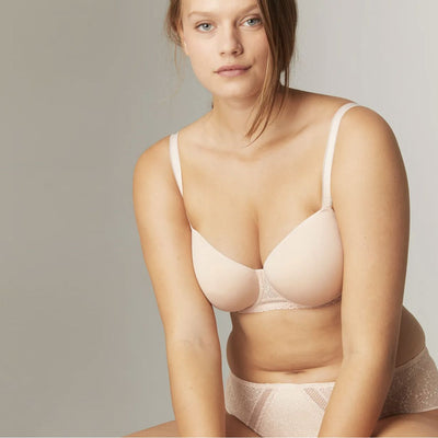 Simone Perele Comete 3D Molded Demi Bra in Pinky Sand 12S343-Bras-Simone Perele-Pinky Sand-38-E-Anna Bella Fine Lingerie, Reveal Your Most Gorgeous Self!