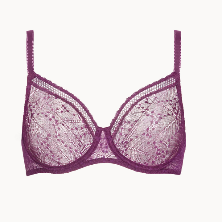 Simone Perele Comete Molded Lace Full Cup Bra in Blackberry 12S324-Bras-Simone Perele-Blackberry-30-E-Anna Bella Fine Lingerie, Reveal Your Most Gorgeous Self!