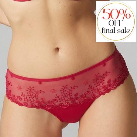 Simone Perele Delice Boyshort in Cranberry 12X630-Panties-Simone Perele-Cranberry-XSmall (1)-Anna Bella Fine Lingerie, Reveal Your Most Gorgeous Self!