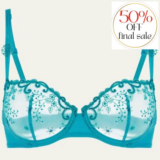 Simone Perele Delice Half Cup Bra 12X330 in Atoll Blue-Bras-Simone Perele-Atoll Blue-32-C-Anna Bella Fine Lingerie, Reveal Your Most Gorgeous Self!