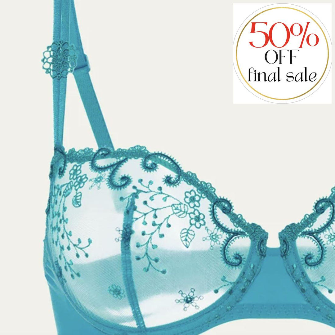 Simone Perele Delice Half Cup Bra 12X330 in Atoll Blue-Bras-Simone Perele-Atoll Blue-32-C-Anna Bella Fine Lingerie, Reveal Your Most Gorgeous Self!