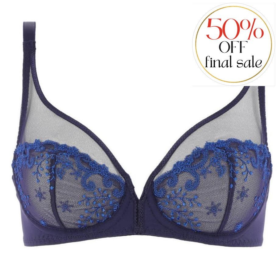 Simone Perele Delice Sheer Plunge Bra in Midnight 12X319-Anna Bella Fine Lingerie-Midnight-32-E