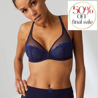 Simone Perele Delice Sheer Plunge Bra in Midnight 12X319-Bras-Simone Perele-Midnight-32-E-Anna Bella Fine Lingerie, Reveal Your Most Gorgeous Self!