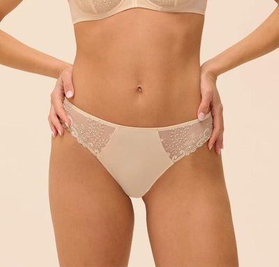 Simone Perele Delice Thong 12X700 in Beige Topaz-Panties-Simone Perele-Beige Topaz-XSmall-Anna Bella Fine Lingerie, Reveal Your Most Gorgeous Self!