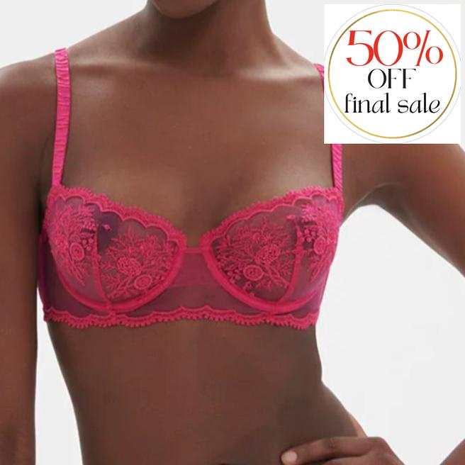 Simone Perele Intrigue Demi Cup Bra 1E2330 in Disco Pink-Bras-Simone Perele-Disco Pink-32-C-Anna Bella Fine Lingerie, Reveal Your Most Gorgeous Self!