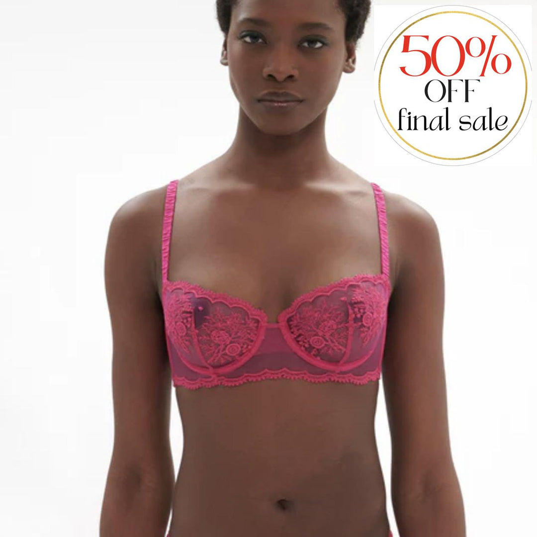 Simone Perele Intrigue Demi Cup Bra 1E2330 in Disco Pink-Bras-Simone Perele-Disco Pink-32-C-Anna Bella Fine Lingerie, Reveal Your Most Gorgeous Self!