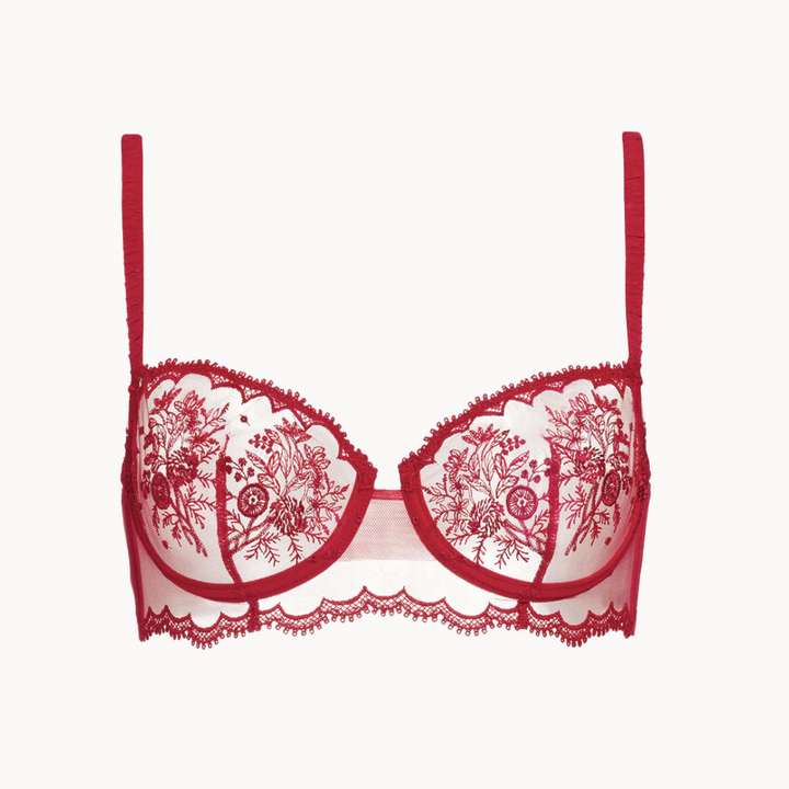 Simone Perele Intrigue Demi Cup Bra 1E2330 in Opera Red-Bras-Simone Perele-Opera Red-32-B-Anna Bella Fine Lingerie, Reveal Your Most Gorgeous Self!