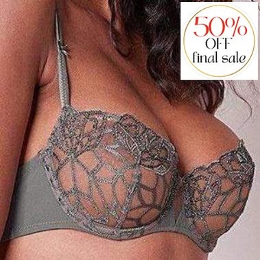Simone Perele Java Demi Cup Bra in Grey 12G330-Bras-Simone Perele-Grey-32-B-Anna Bella Fine Lingerie, Reveal Your Most Gorgeous Self!