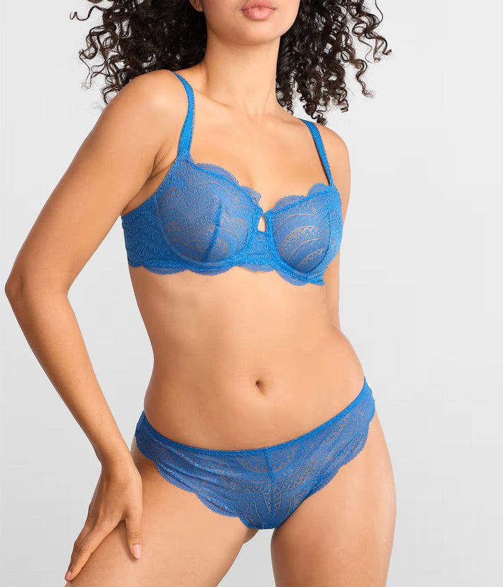 Simone Perele Karma Demi Cup Bra in Myosotis Blue 12V330-Bras-Simone Perele-Myosotis Blue-32-B-Anna Bella Fine Lingerie, Reveal Your Most Gorgeous Self!