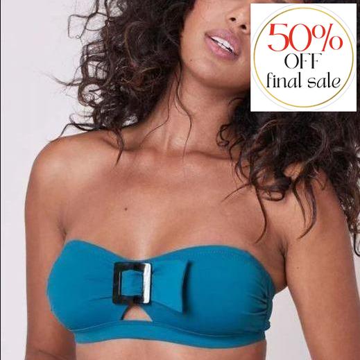 Simone Perele Loulou Bandeau Strapless Bikini Top 1DDB32-Swimwear-Simone Perele-Zellige Blue-XSmall (1)-Anna Bella Fine Lingerie, Reveal Your Most Gorgeous Self!