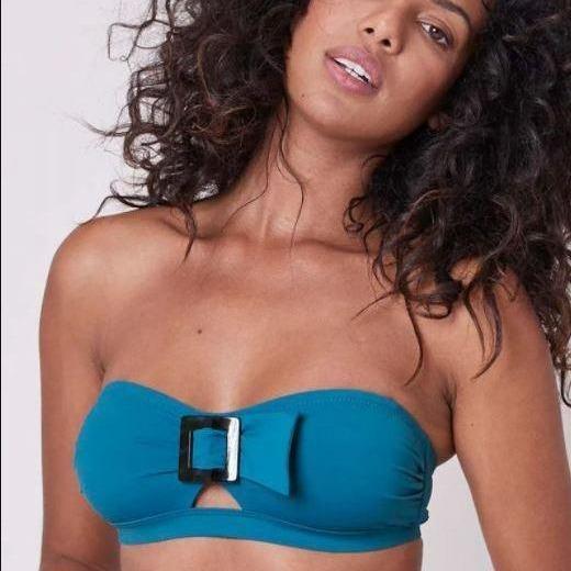 Simone Perele Loulou Bandeau Strapless Bikini Top 1DDB32-Anna Bella Fine Lingerie-Zellige Blue-XSmall (1)-