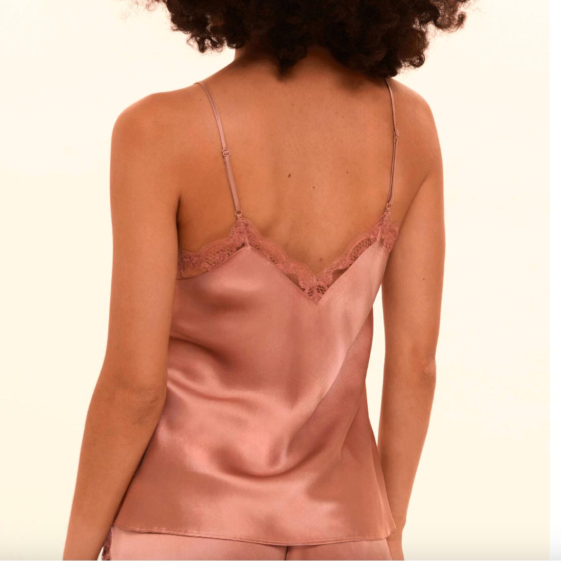 Simone Perele Love Me Lace Trim Silk Cami and Short Set 1F8902 in Rose Fume-Loungewear-Simone Perele-Rose Fume-Small-Anna Bella Fine Lingerie, Reveal Your Most Gorgeous Self!