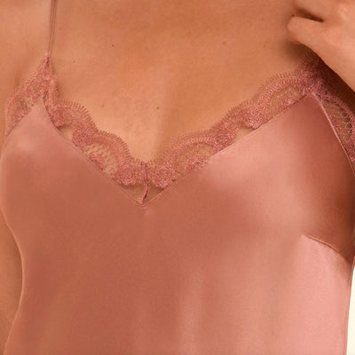 Simone Perele Love Me Lace Trim Silk Cami and Short Set 1F8902 in Rose Fume-Loungewear-Simone Perele-Rose Fume-Small-Anna Bella Fine Lingerie, Reveal Your Most Gorgeous Self!
