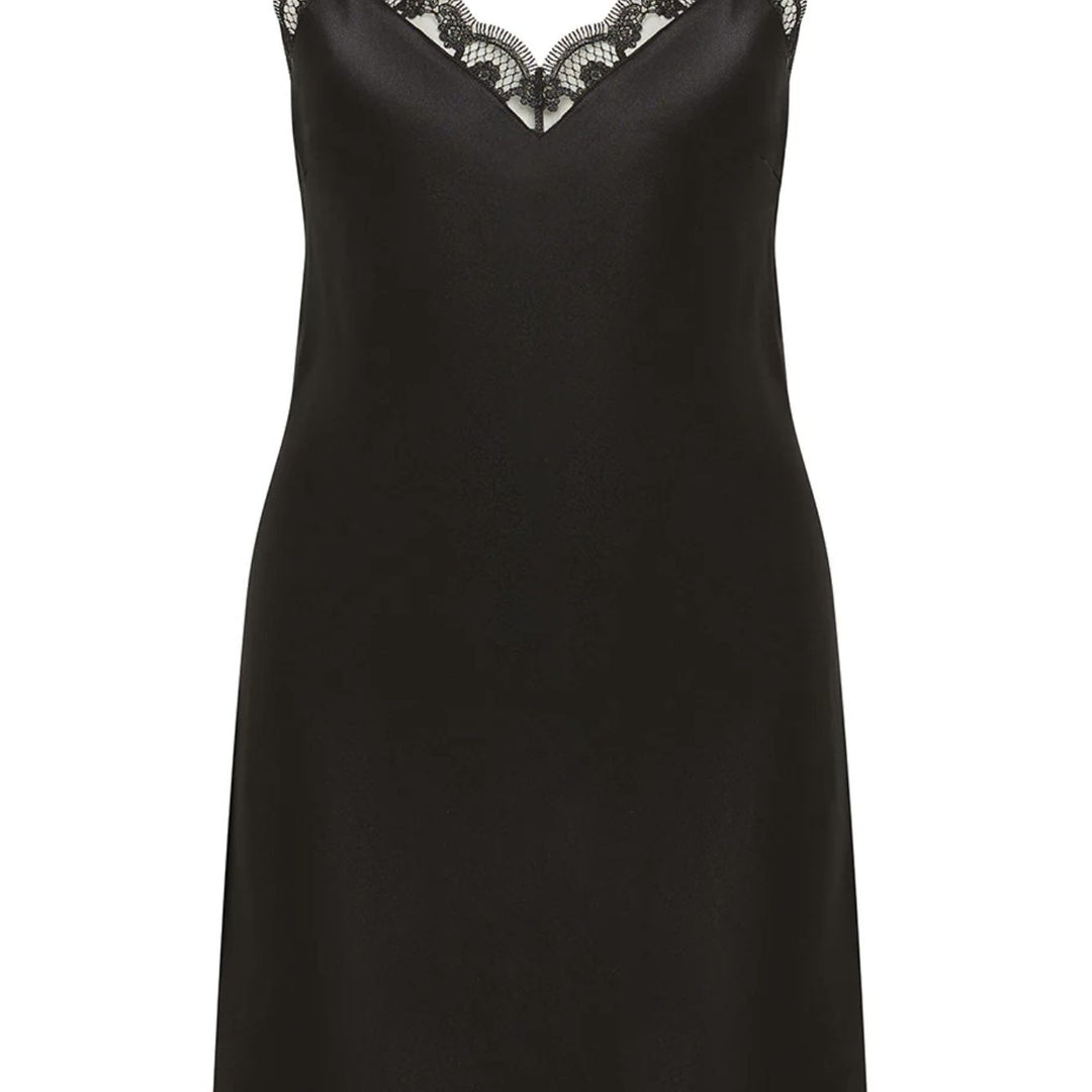 Simone Perele Love Me Short Silk Nightdress 1F8940 in Black-Anna Bella Fine Lingerie-Black-Small-