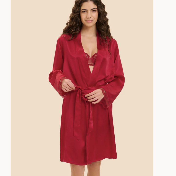 Simone Perele Love Me Silk Kimono in Opera Red 1F8982-Robes-Simone Perele-Opera Red-Small/Medium-Anna Bella Fine Lingerie, Reveal Your Most Gorgeous Self!