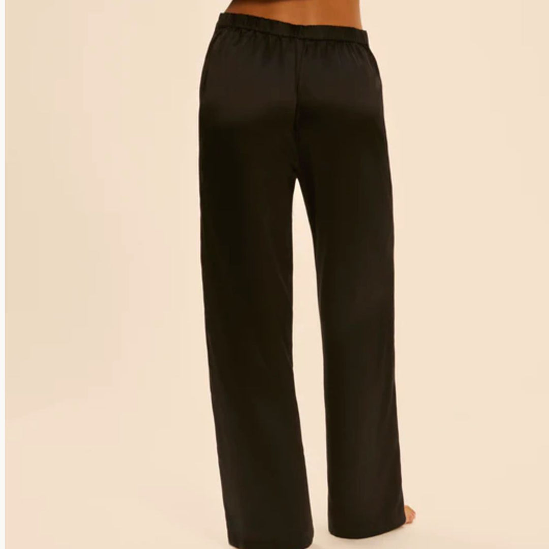 Simone Perele Love Me Silk Top with Embrodiery &amp; Trousers 1F8661-Anna Bella Fine Lingerie-Black-Small-