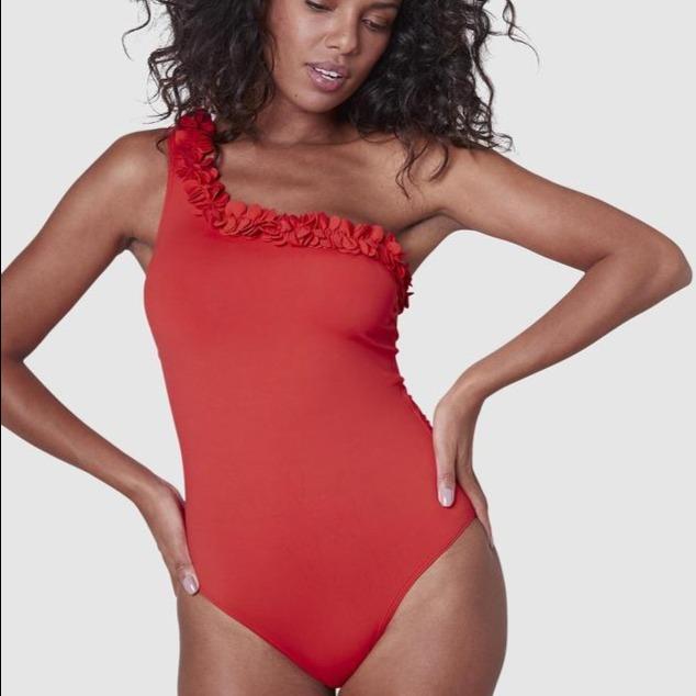 Simone Perele Paloma Wireless One-Piece Swimsuit 1DEB14-Anna Bella Fine Lingerie-Tangerine Red-XSmall (1)-