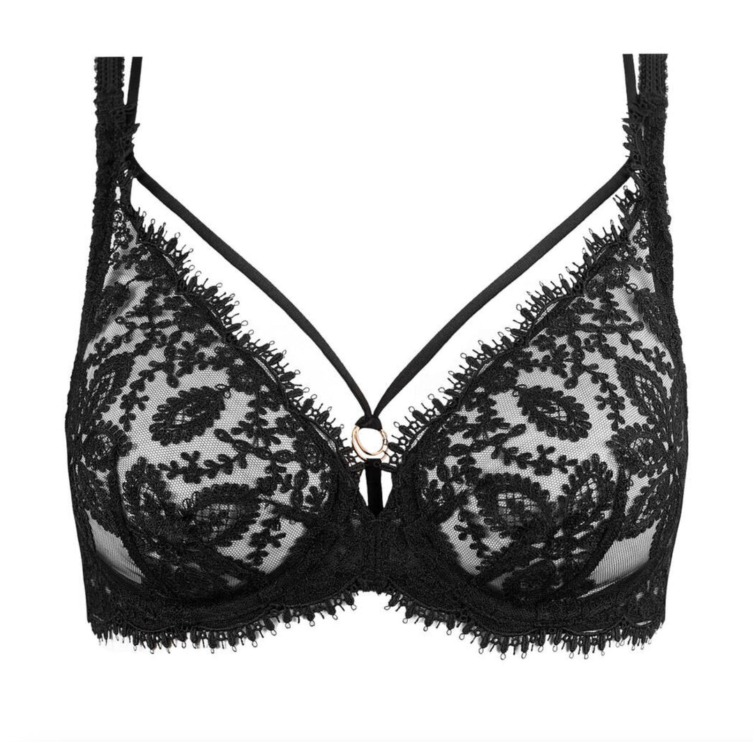 Simone Perele Précieuse Plunge Bra 1G3309-Bras-Simone Perele-Black-32-E-Anna Bella Fine Lingerie, Reveal Your Most Gorgeous Self!