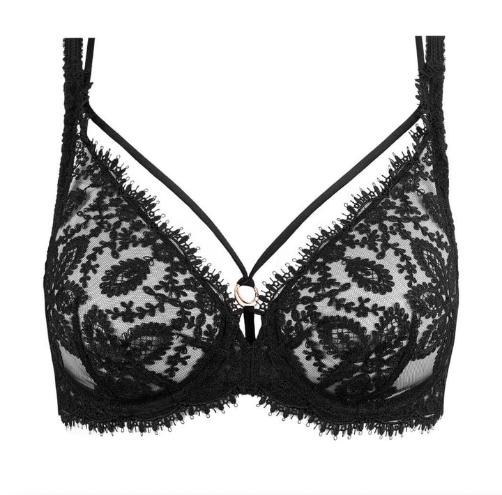 Simone Perele Précieuse Plunge Bra 1G3309-Bras-Simone Perele-Black-32-E-Anna Bella Fine Lingerie, Reveal Your Most Gorgeous Self!