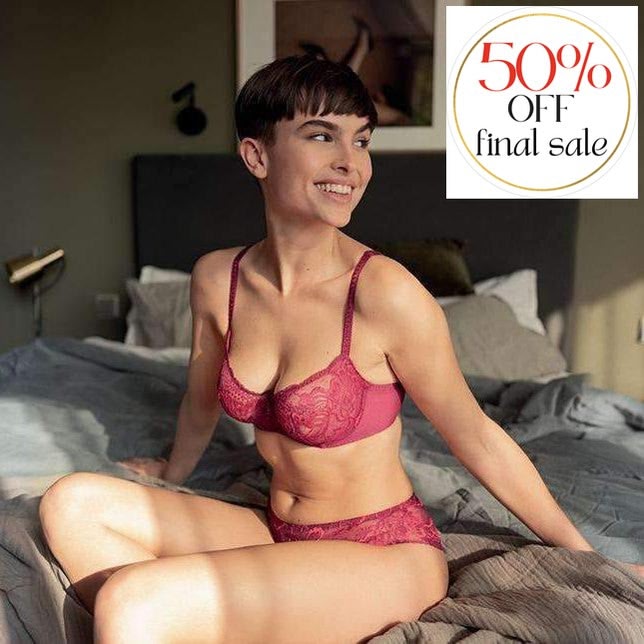 Simone Perele Promesse Demi Cup Bra 12H330-Bras-Simone Perele-Tourmaline Fushia-32-F-Anna Bella Fine Lingerie, Reveal Your Most Gorgeous Self!