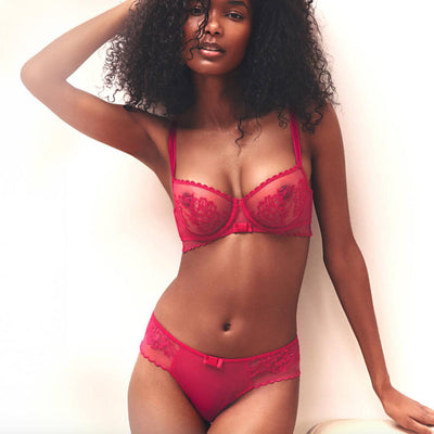 Simone Perele Romance Half Cup Bra In Cranberry 1G2330-Anna Bella Fine Lingerie-Cranberry-32-B