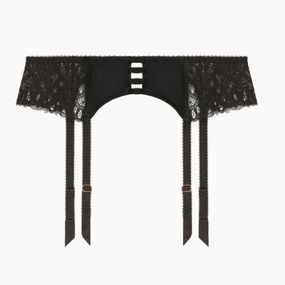 Simone Perele Symphonie Suspender Belt 1F3800 in Black-Anna Bella Fine Lingerie-Black-XSmall-