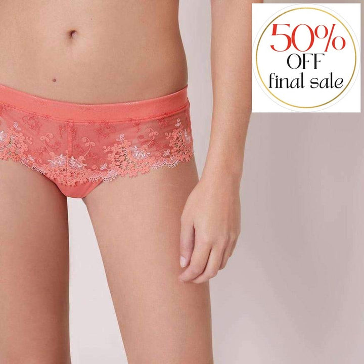 Simone Perele Wish Boyshort in Coral 12B630-Panties-Simone Perele-Coral-XSmall (1)-Anna Bella Fine Lingerie, Reveal Your Most Gorgeous Self!