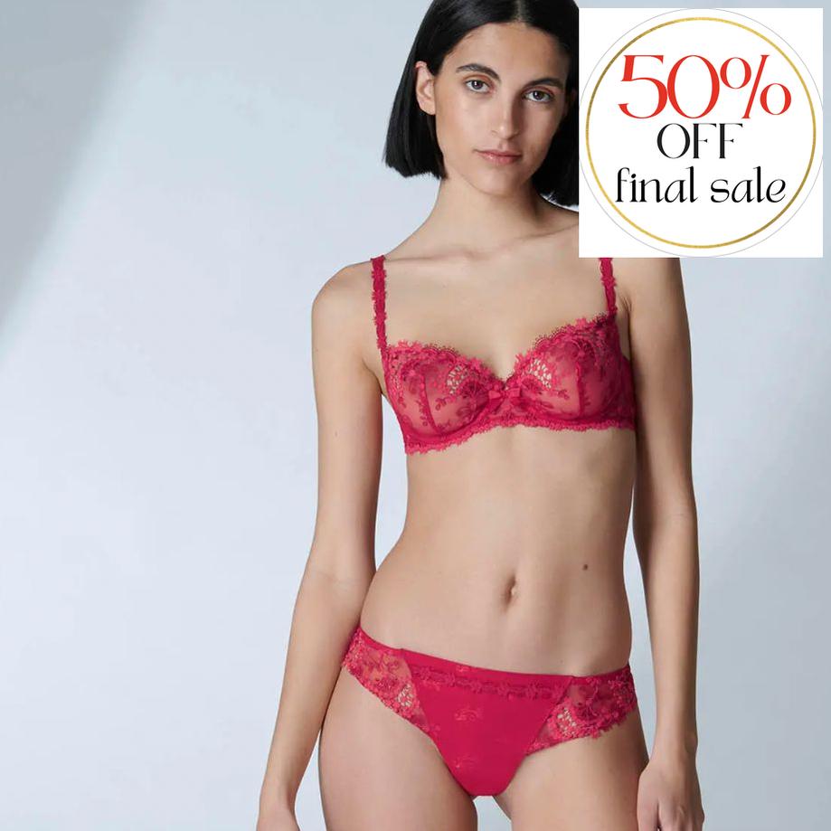 Simone Perele Wish Demi Cup Bra in Ruby 12B330-Bras-Simone Perele-Ruby-34-D-Anna Bella Fine Lingerie, Reveal Your Most Gorgeous Self!