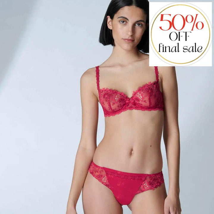 Simone Perele Wish Demi Cup Bra in Ruby 12B330-Bras-Simone Perele-Ruby-34-D-Anna Bella Fine Lingerie, Reveal Your Most Gorgeous Self!