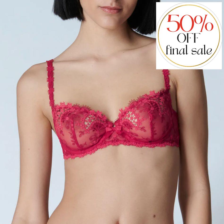 Simone Perele Wish Demi Cup Bra in Ruby 12B330-Bras-Simone Perele-Ruby-34-D-Anna Bella Fine Lingerie, Reveal Your Most Gorgeous Self!