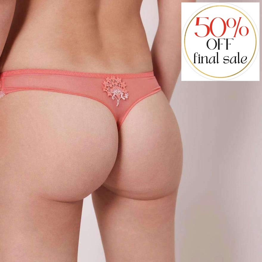 Simone Perele Wish Tanga in Coral 12B710-Panties-Simone Perele-Coral-XSmall (1)-Anna Bella Fine Lingerie, Reveal Your Most Gorgeous Self!