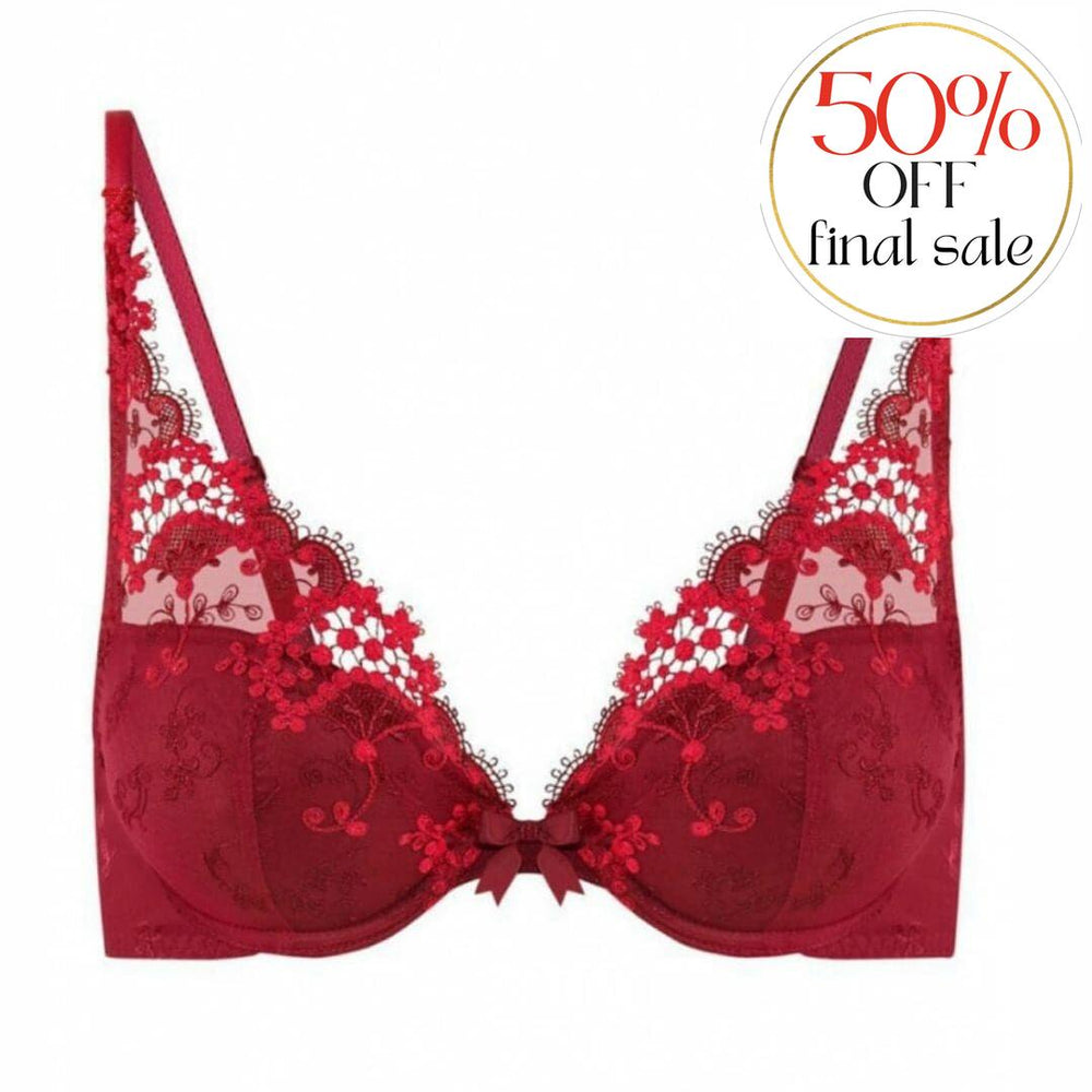 Simone Perele Wish Triangle Push Up Bra in Ruby 12B347-Bras-Simone Perele-Ruby-34-B-Anna Bella Fine Lingerie, Reveal Your Most Gorgeous Self!