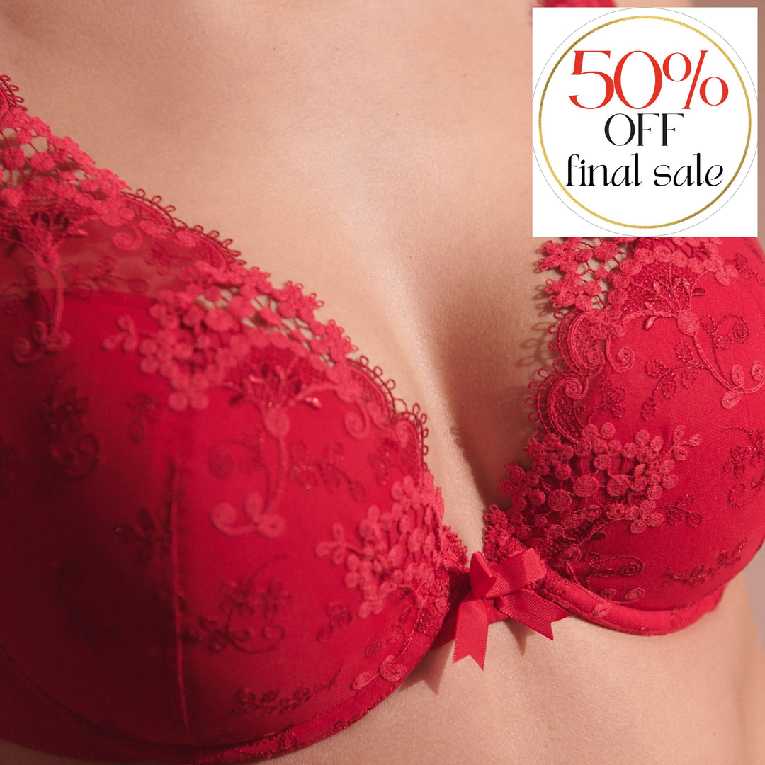 Simone Perele Wish Triangle Push Up Bra in Ruby 12B347-Bras-Simone Perele-Ruby-34-B-Anna Bella Fine Lingerie, Reveal Your Most Gorgeous Self!