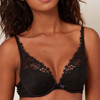 Simone Perele Wish Triangle Pushup Bra 12B347 in Black-Anna Bella Fine Lingerie-Black-30-D