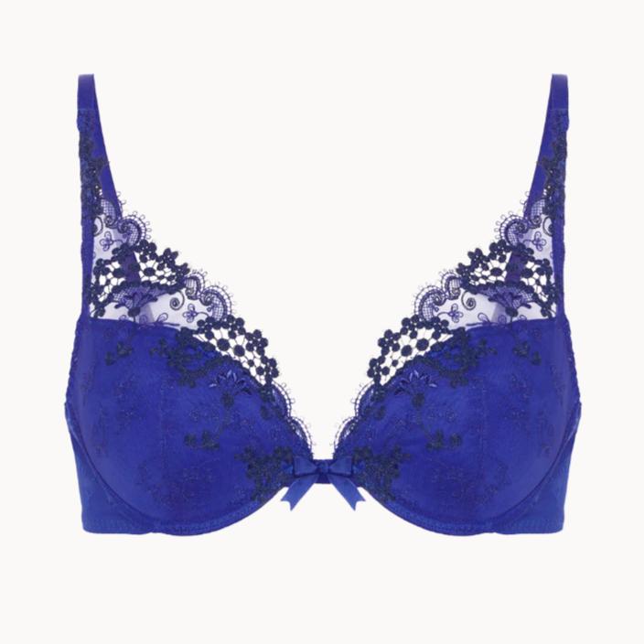 Simone Perele Wish Triangle Pushup Bra in Electric Blue 12B347-Bras-Simone Perele-Electric Blue-34-B-Anna Bella Fine Lingerie, Reveal Your Most Gorgeous Self!