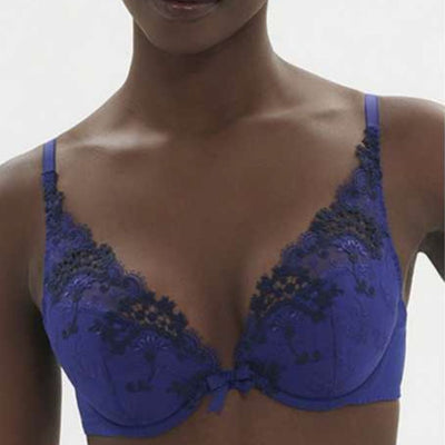 Simone Perele Wish Triangle Pushup Bra in Electric Blue 12B347-Anna Bella Fine Lingerie-Electric Blue-34-B