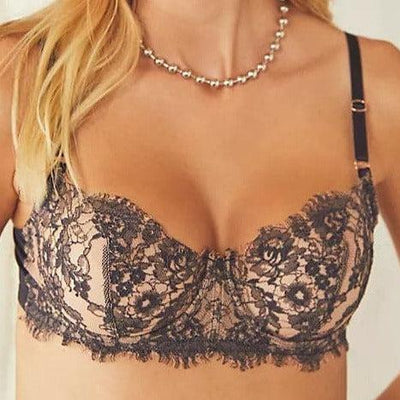 Skarlett Blue Entice Balconette Bra in Black/Nylon 324143-Bras-Skarlett Blue-Black/Nylon-32-B-Anna Bella Fine Lingerie, Reveal Your Most Gorgeous Self!