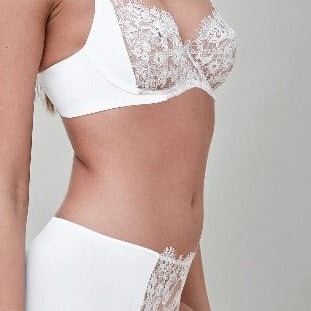 Skarlett Blue Entice Brief in White 378143-Panties-Skarlett Blue-White/Nylon-Medium-Anna Bella Fine Lingerie, Reveal Your Most Gorgeous Self!