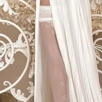 Studio Colants Ballerina's Secret Fashion Hold Ups ART.255-Hosiery-Studio Collants-White-Small/Medium-Anna Bella Fine Lingerie, Reveal Your Most Gorgeous Self!