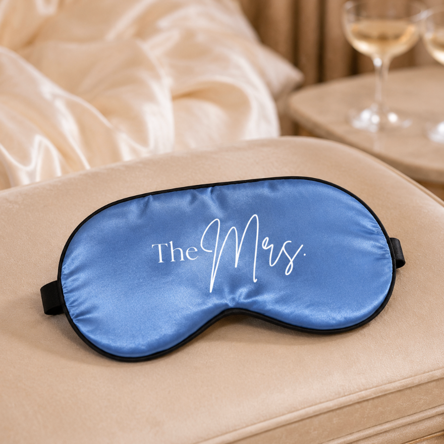 "The Mrs." Satin Eye Mask-Eye Masks-Anna Bella Fine Lingerie-Blue-Anna Bella Fine Lingerie, Reveal Your Most Gorgeous Self!