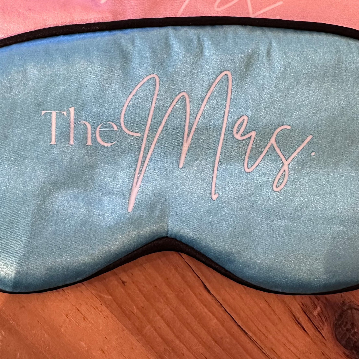 "The Mrs." Satin Eye Mask-Anna Bella Fine Lingerie-The perfect bridal gift. "The Mrs." satin eye mask is a great take-along for honeymoon. The mask is approximately 8"x3.75" and has an adjustable elastic strap. MASKS ARE SPOT CLEAN ONLY.