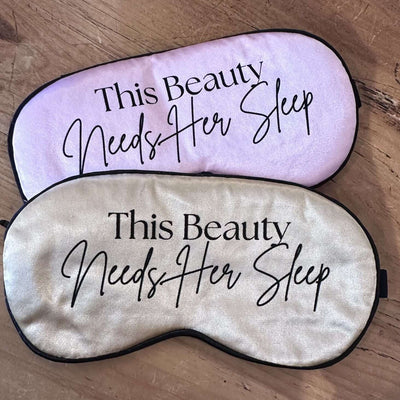 "This Beauty Needs Her Sleep" Satin Eye Masks-Accessories-Anna Bella Fine Lingerie-Pink-Anna Bella Fine Lingerie, Reveal Your Most Gorgeous Self!