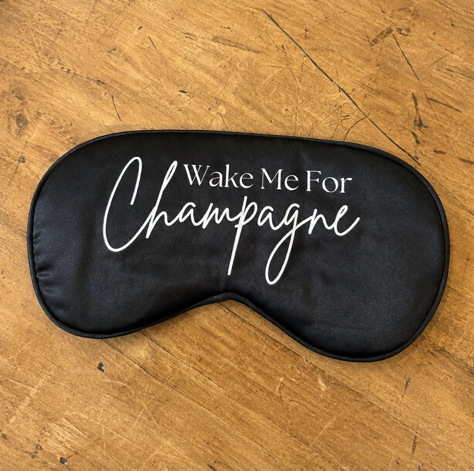 "Wake Me For Champagne" Satin Eye Mask-Eye Masks-Anna Bella Fine Lingerie-Champagne-Anna Bella Fine Lingerie, Reveal Your Most Gorgeous Self!
